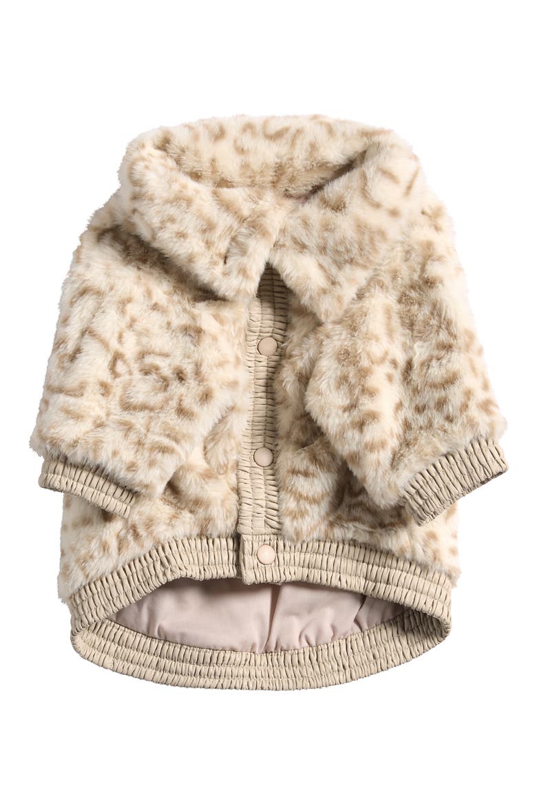 Broadway Animal Print Faux Fur Pet Jacket, Main, color, ANIMAL