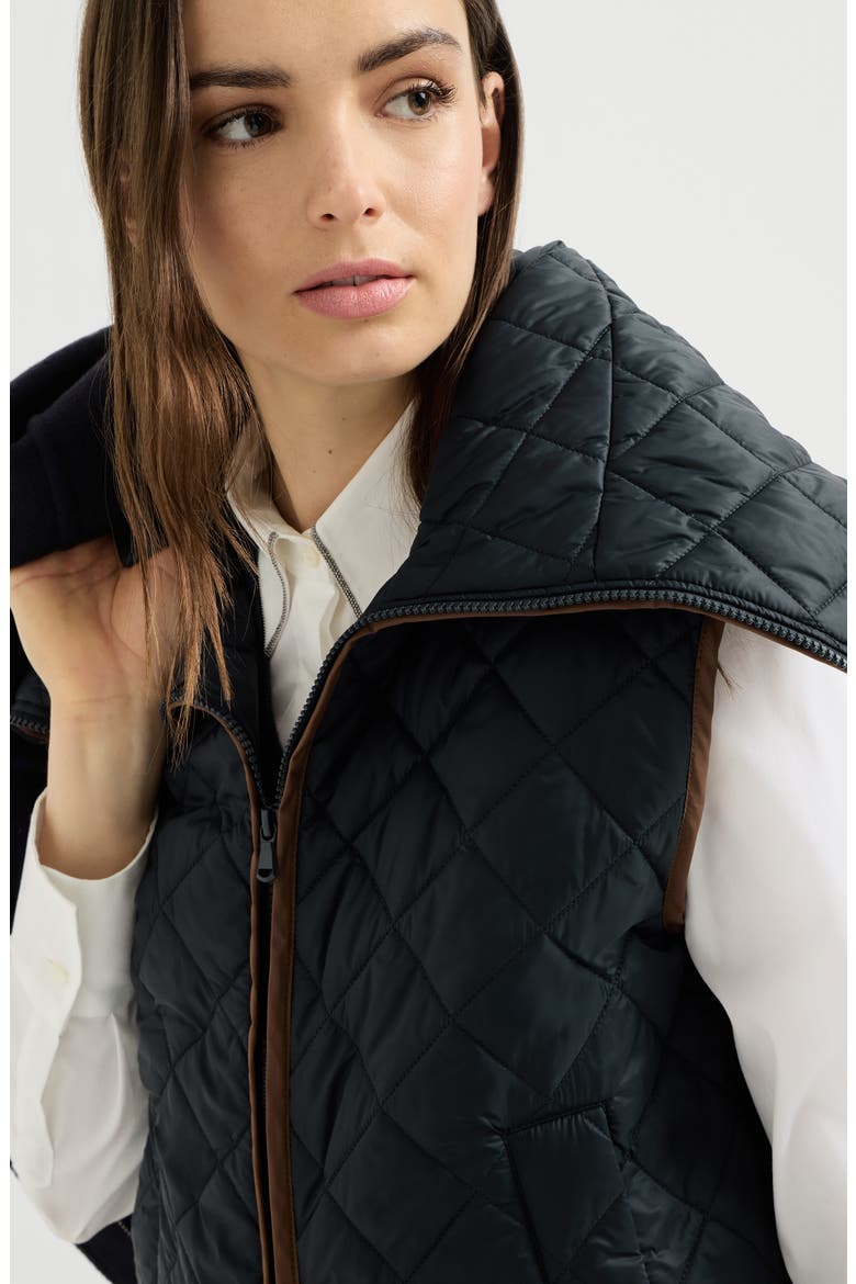 Hand-crafted outerwear jacket in virgin wool and cashmere double cloth with detachable Thermore®-padded vest, Alternate, color, Night