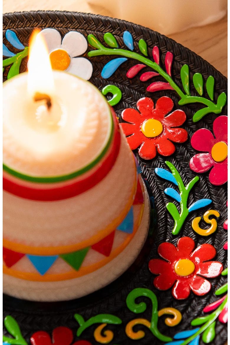Fiesta Sombrero Candle, Alternate, color, Cream / Multi-Color