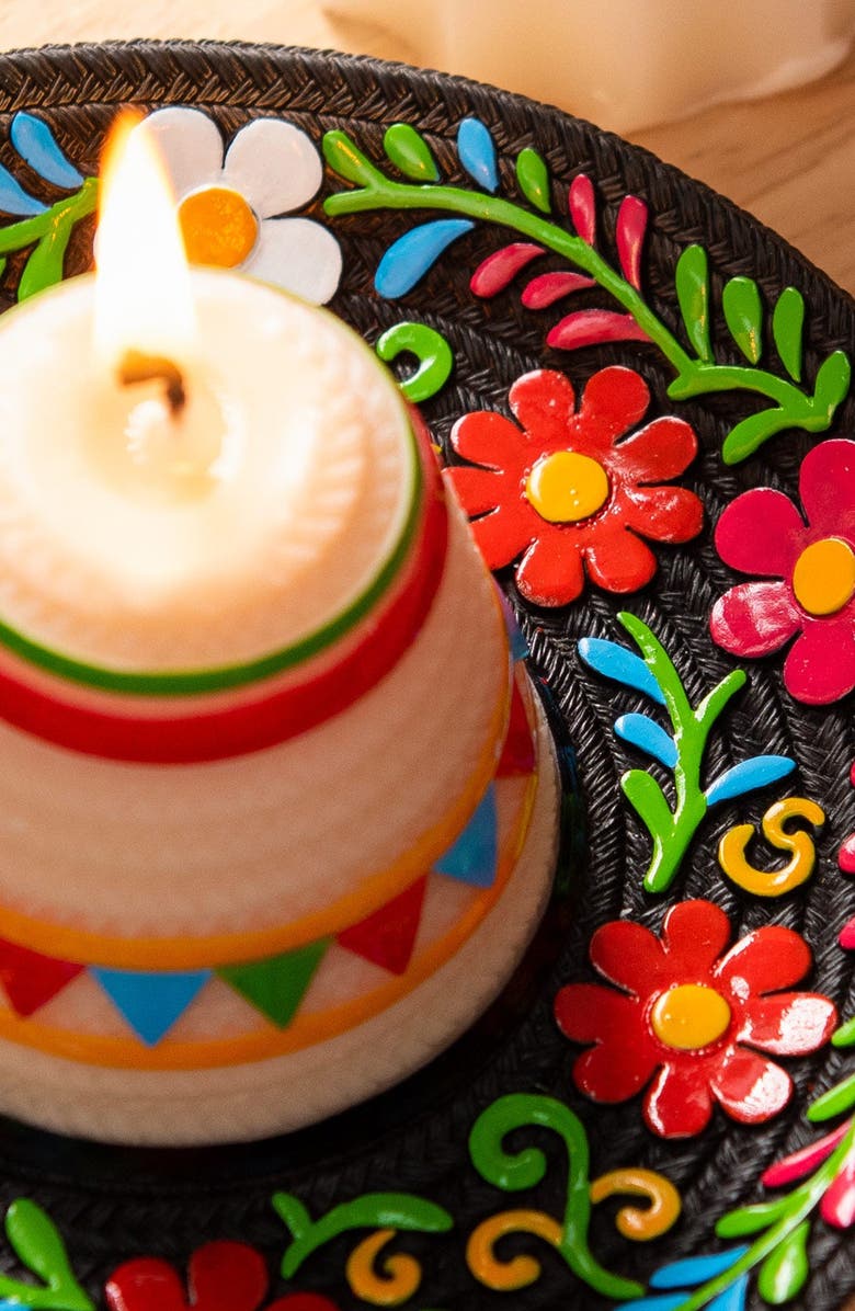 Southlake gifts Fiesta Sombrero Candle, Alternate, color, Cream / Multi-Color