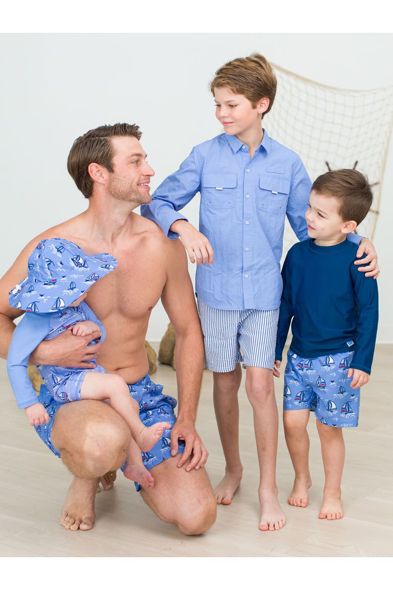 Boys UPF50+ Swim Trunks, Alternate, color, Blue Seas the Day