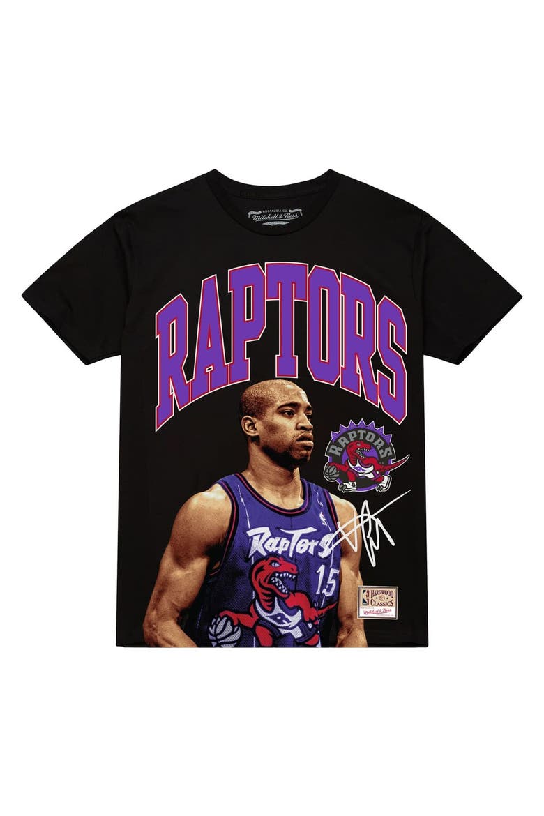 Men's Mitchell & Ness Vince Carter Black Toronto Raptors Hardwood Classics Player Arch T-Shirt, Alternate, color, Black
