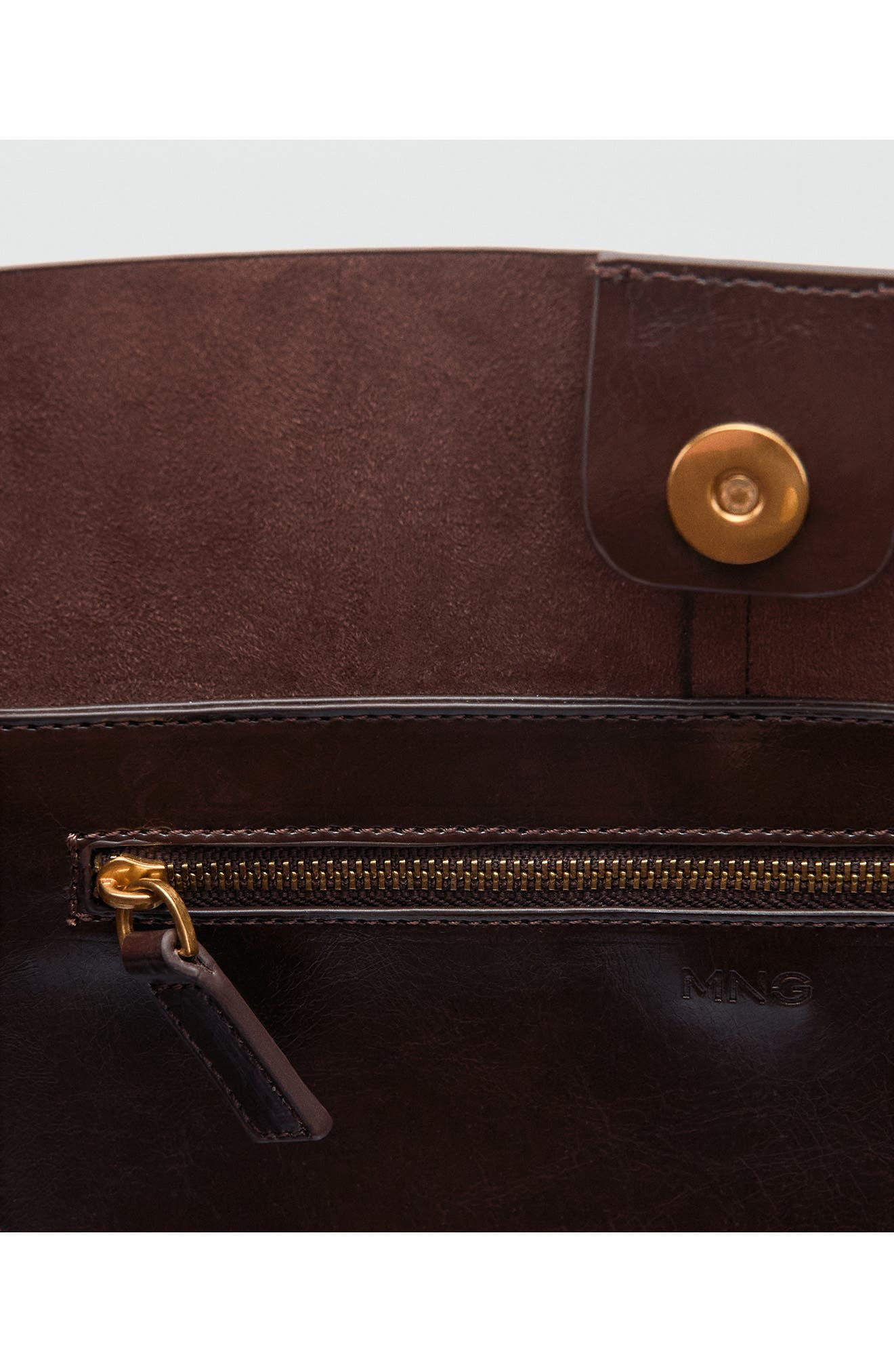 MANGO Faux Leather Shoulder Bag, Alternate, color, Chocolate