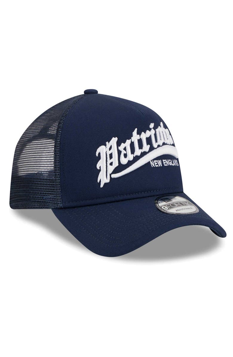 New Era Men's New Era Navy New England Patriots Caliber Trucker 9FORTY Adjustable Hat, Alternate, color, Navy