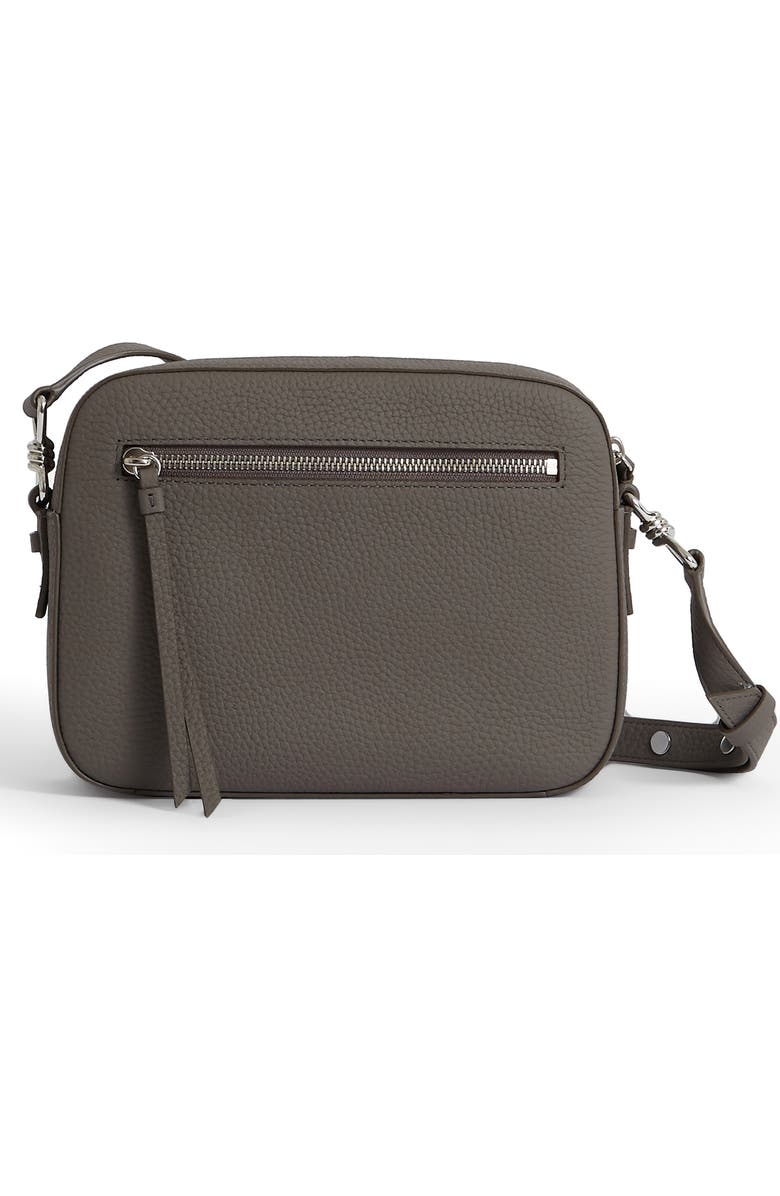 AllSaints Leather Camera Crossbody Bag, Alternate, color, Storm Grey