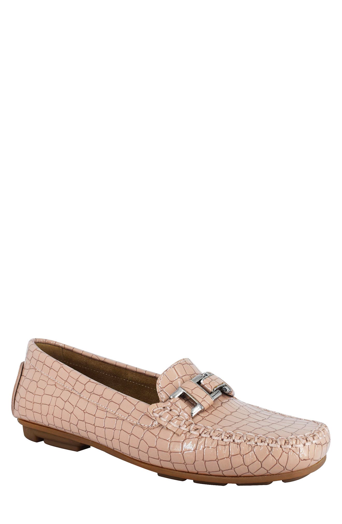 Croc Embossed Leather Bit Loafer, Main, color, BARLEY