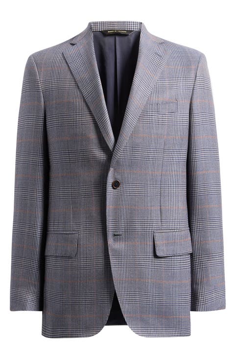 Delfino Light Blue Glen Check Wool Sport Coat (Regular & Big)