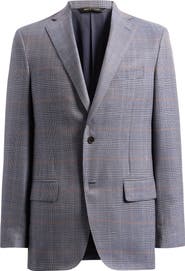 Heritage Gold Regular Fit Delfino Light Blue Glen Check Wool Sport Coat