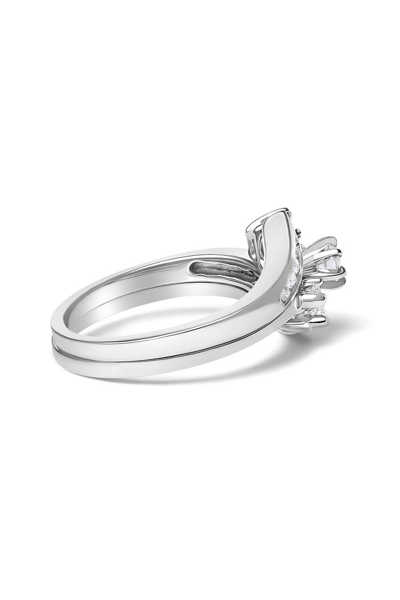 14K White Gold 3/8 Cttw Diamond Swirl Engagement Bridal Ring Set, Alternate, color, White Gold