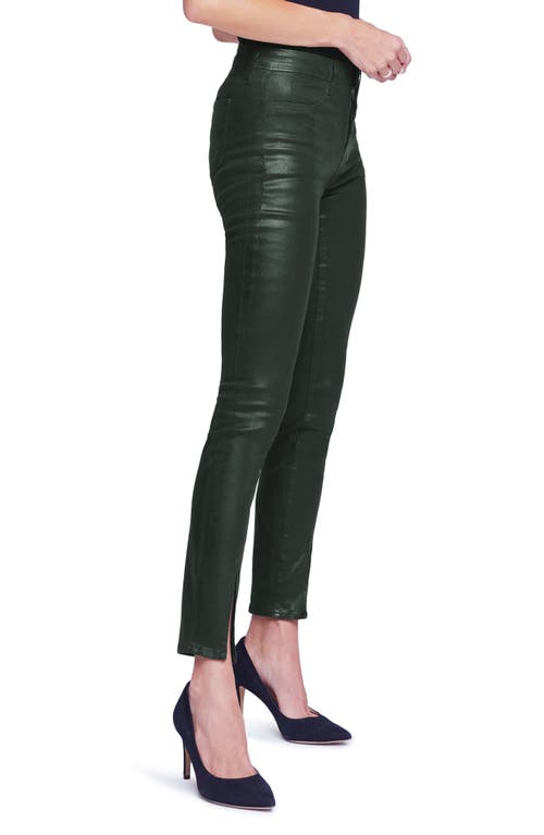 L Agence Womens High Rise Split Ankle Skinny Jeans In Army Coated