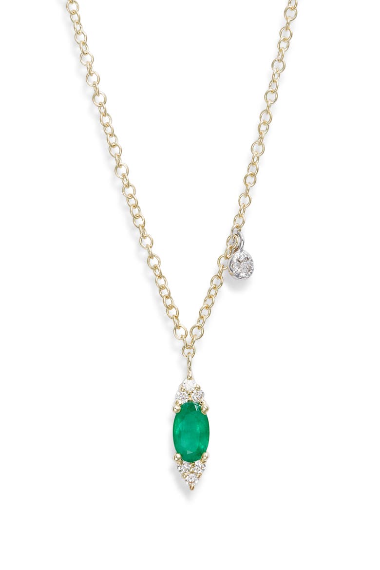 Emerald & Diamond Marquise Necklace, Main, color, YELLOW