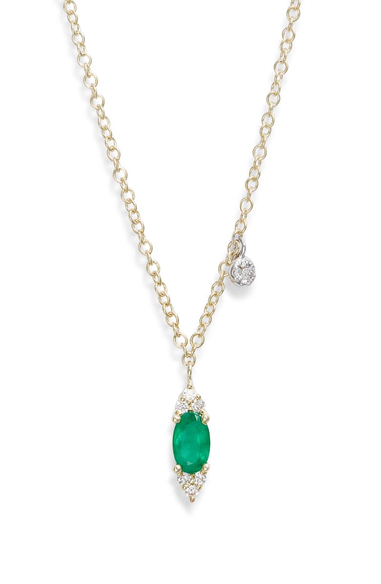 Meira T Emerald & Diamond Marquise Necklace, Main, color, Yellow