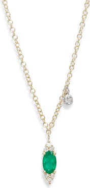 Meira T Emerald & Diamond Marquise Necklace