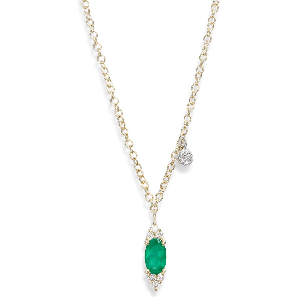 Meira T Emerald & Diamond Marquise Necklace In Yellow