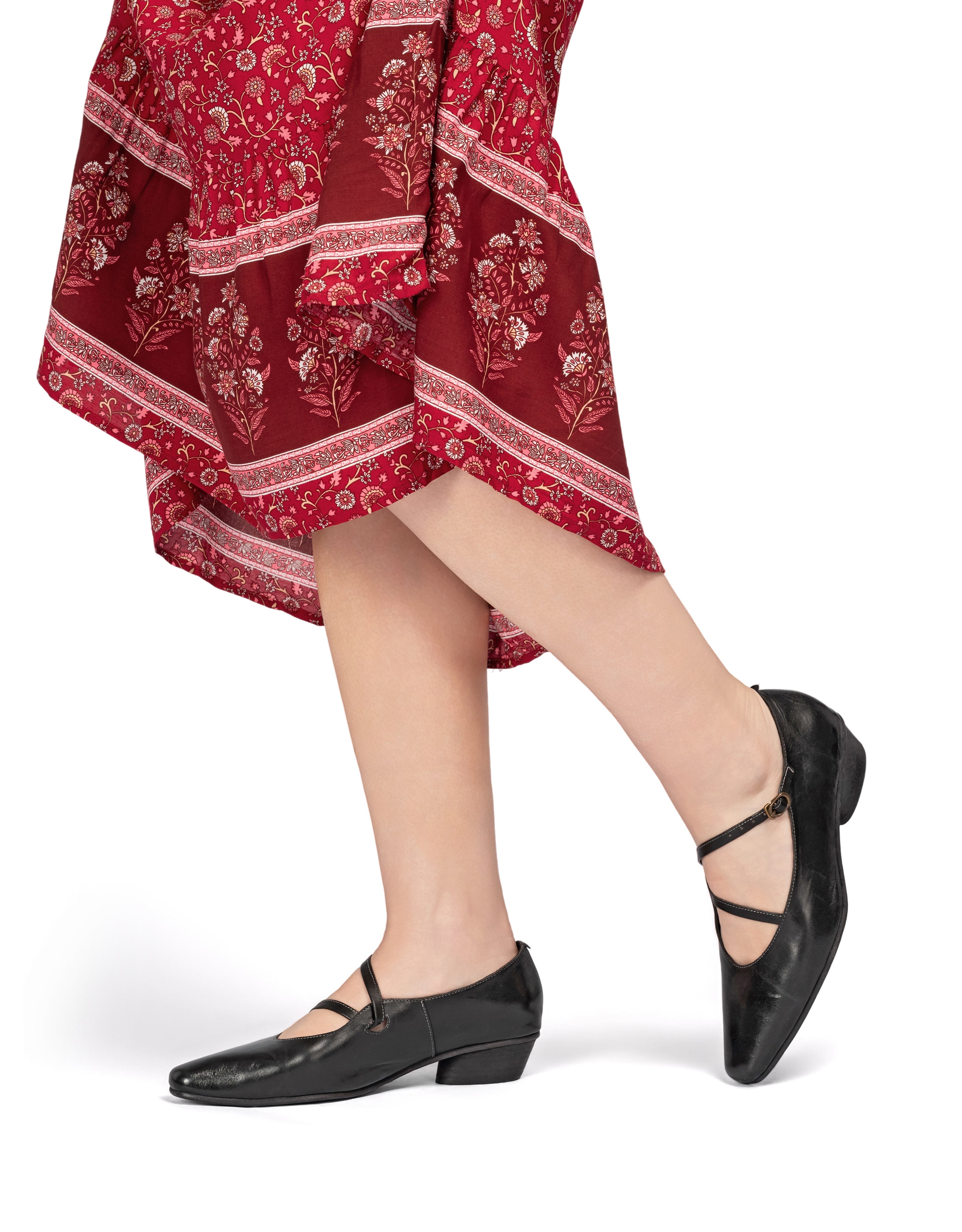 OLD TREND Ribbon Genuine Leather Elegant Strap Mary Jane Heel, Alternate, color, Black