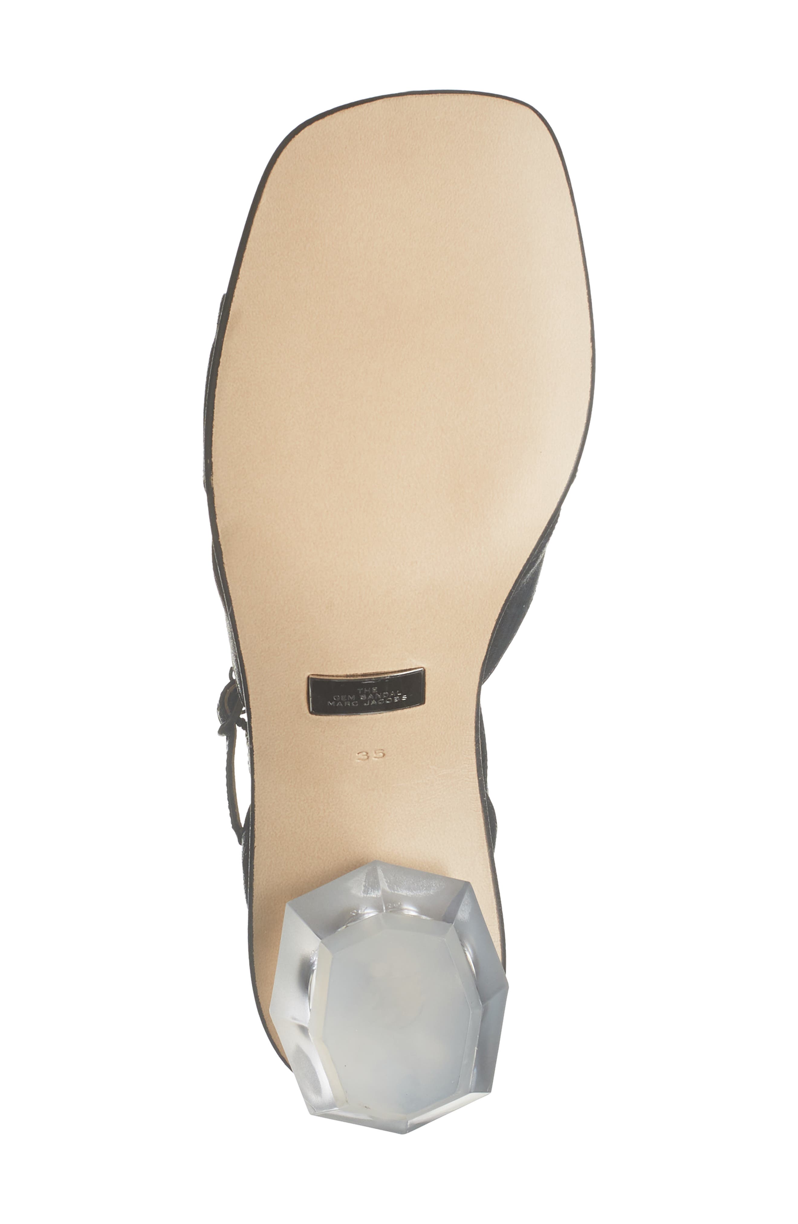 Marc Jacobs The Gem Heel Leather T-Strap Sandal, Alternate, color, 