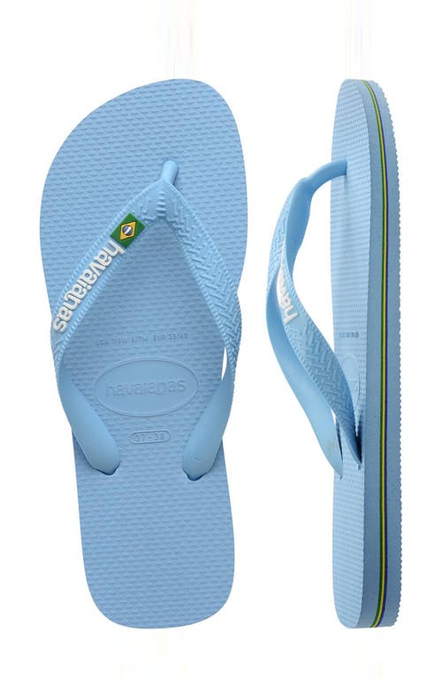 Shop Havaianas Brazil Logo Flip Flop In Blue Lavender/white