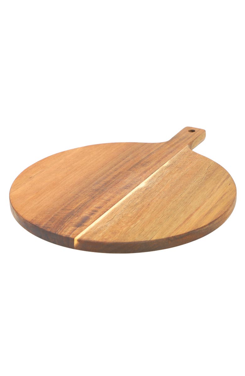 Megachef 12 Inch Acacia Wood Round Serving Board with Handle, Alternate, color, Acacia