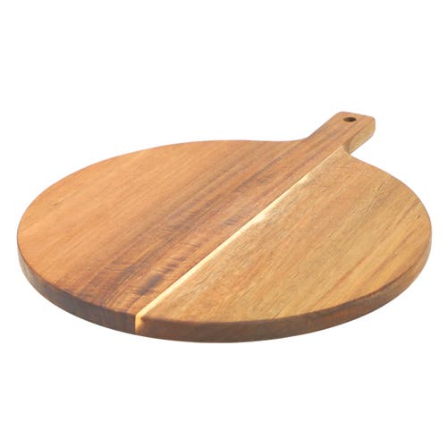 Megachef 12 Inch Acacia Wood Round Serving Board With Handle In Brown