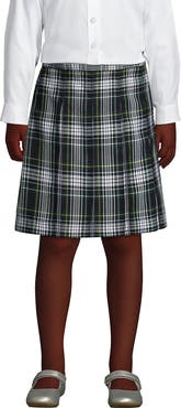 Lands' End School Uniform Girls Plaid Box Pleat Skirt Top of the Knee