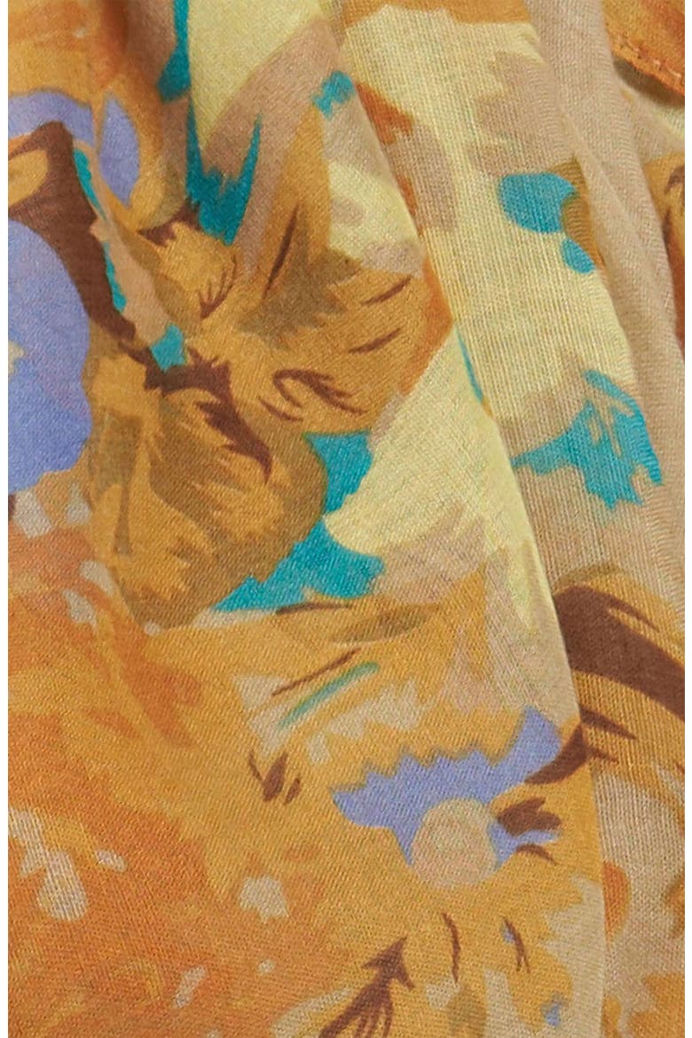 Sheer Floral Scarf, Alternate, color, MUSTARD