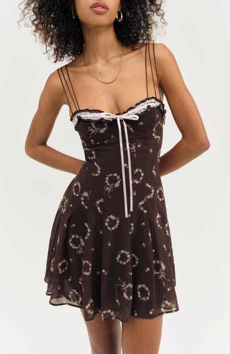 For Love & Lemons Kate Floral Cotton Blend Minidress