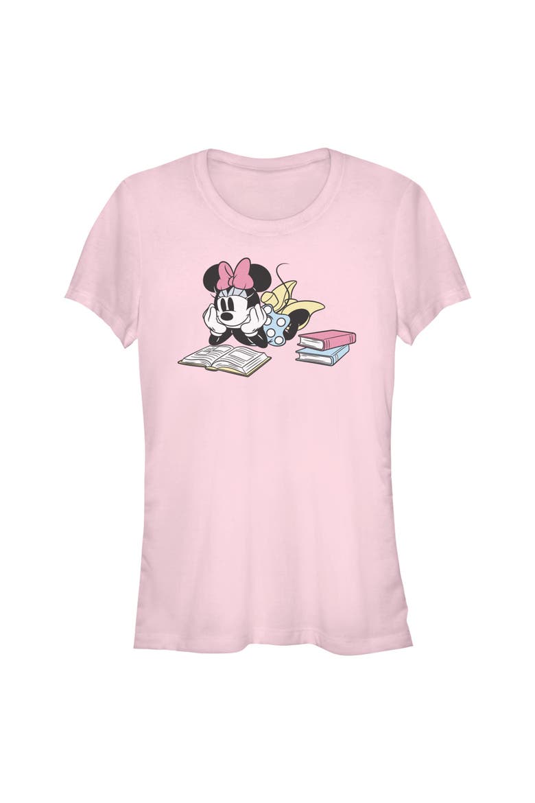 Junior's Reading Books Love Short Sleeve T-Shirt, Main, color, Light Pink