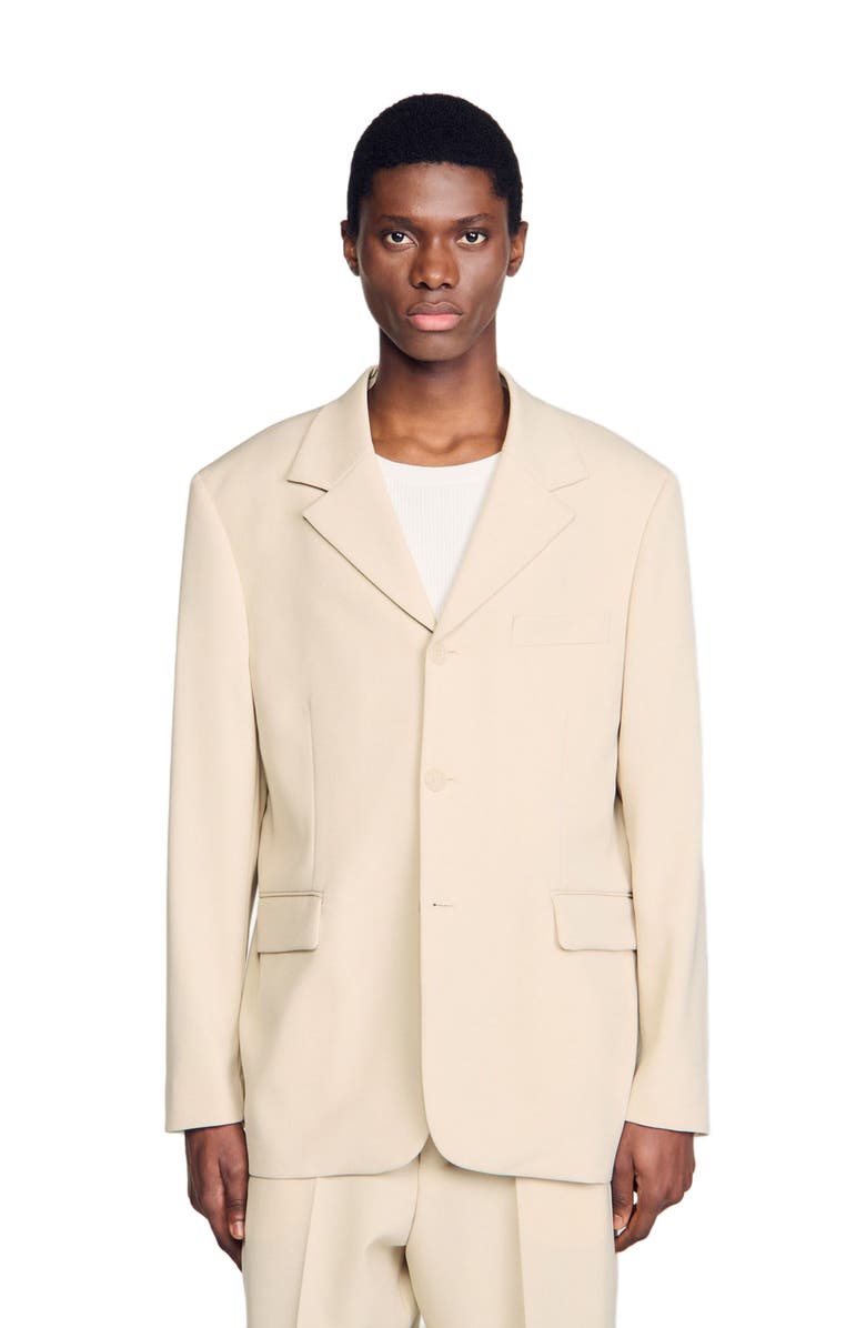 SANDRO Oversized wool suit jacket, Alternate, color, 