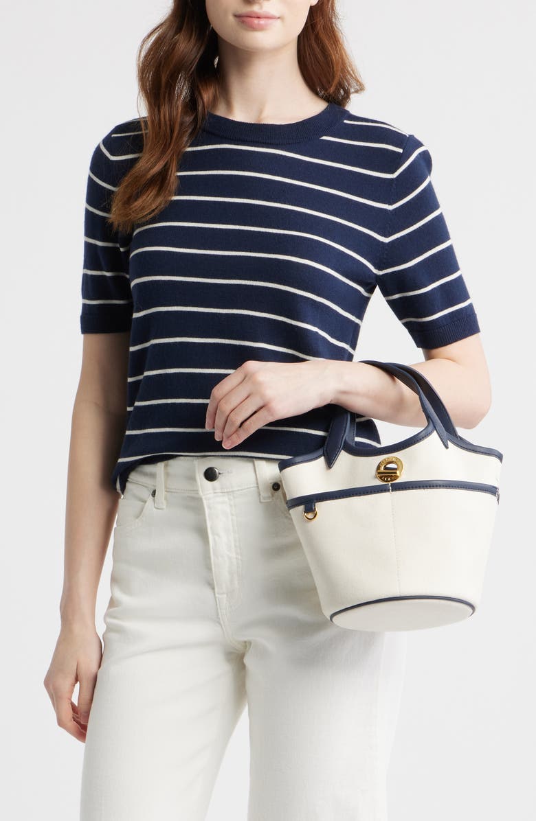 Veronica Beard Canvas Anchor Bag, Alternate, color, Navy/ Ecru