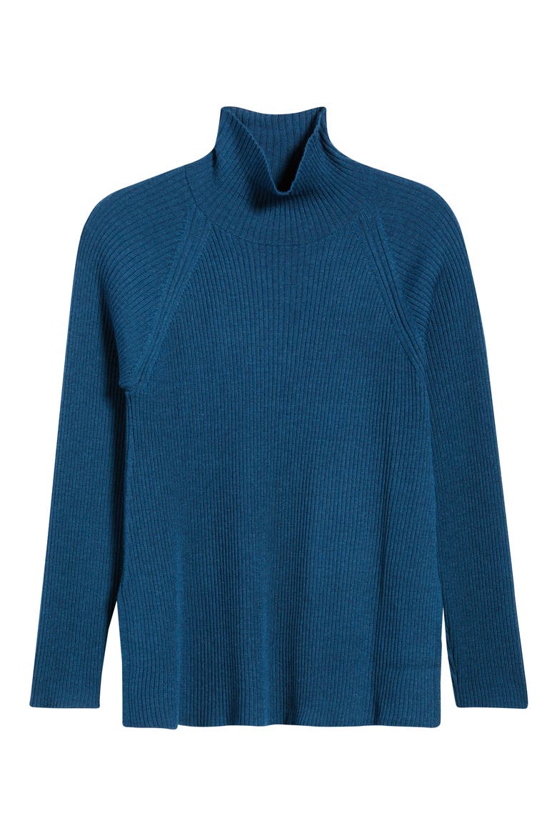 Rib Turtleneck Wool Sweater, Alternate, color, ATLANTIS