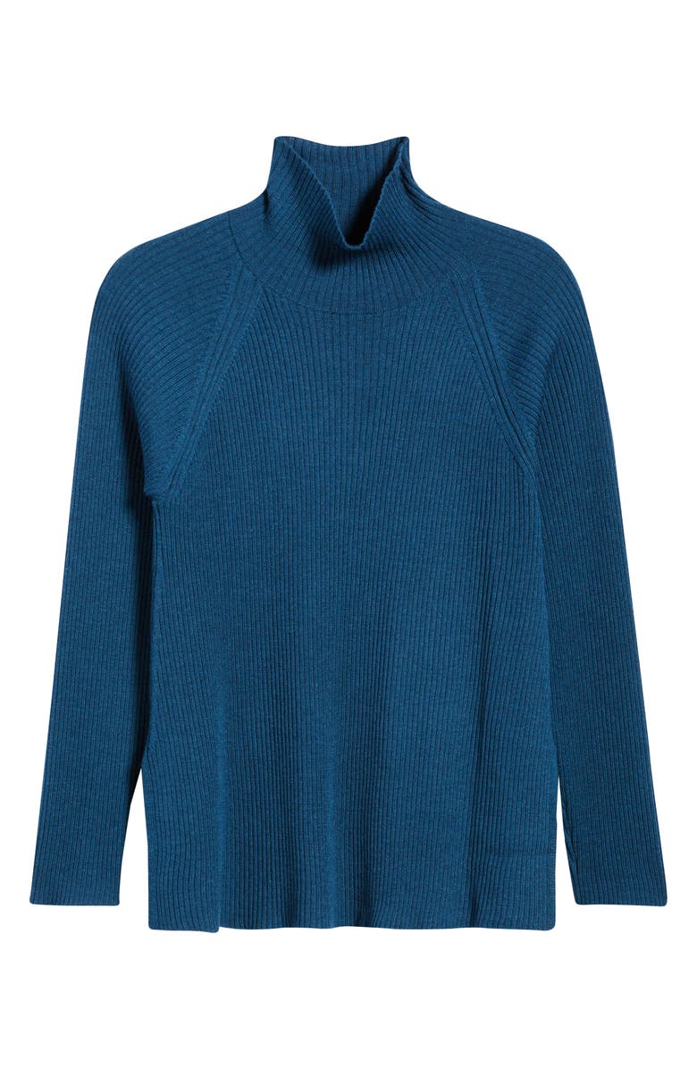 Eileen Fisher Rib Turtleneck Wool Sweater, Alternate, color, Atlantis