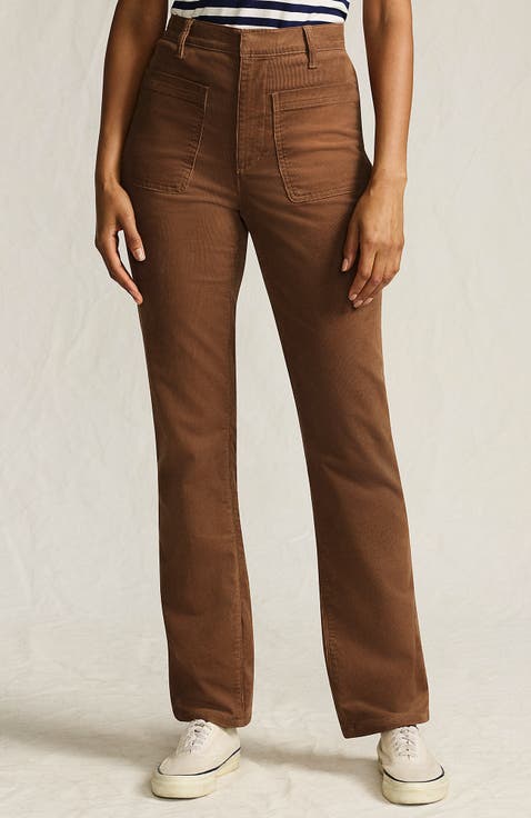 Corduroy High Rise Rail Straight Leg Pants