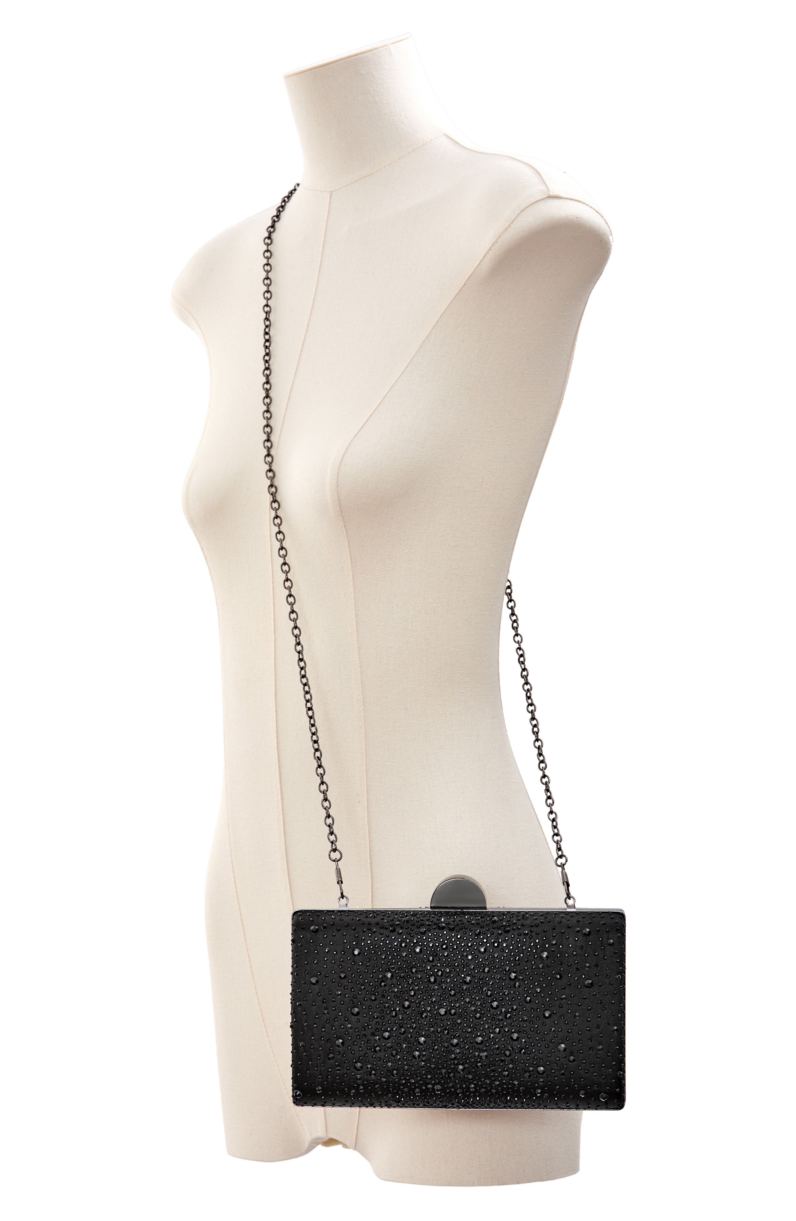 Glamorous Satin Evening Bag, Alternate, color, BLACK