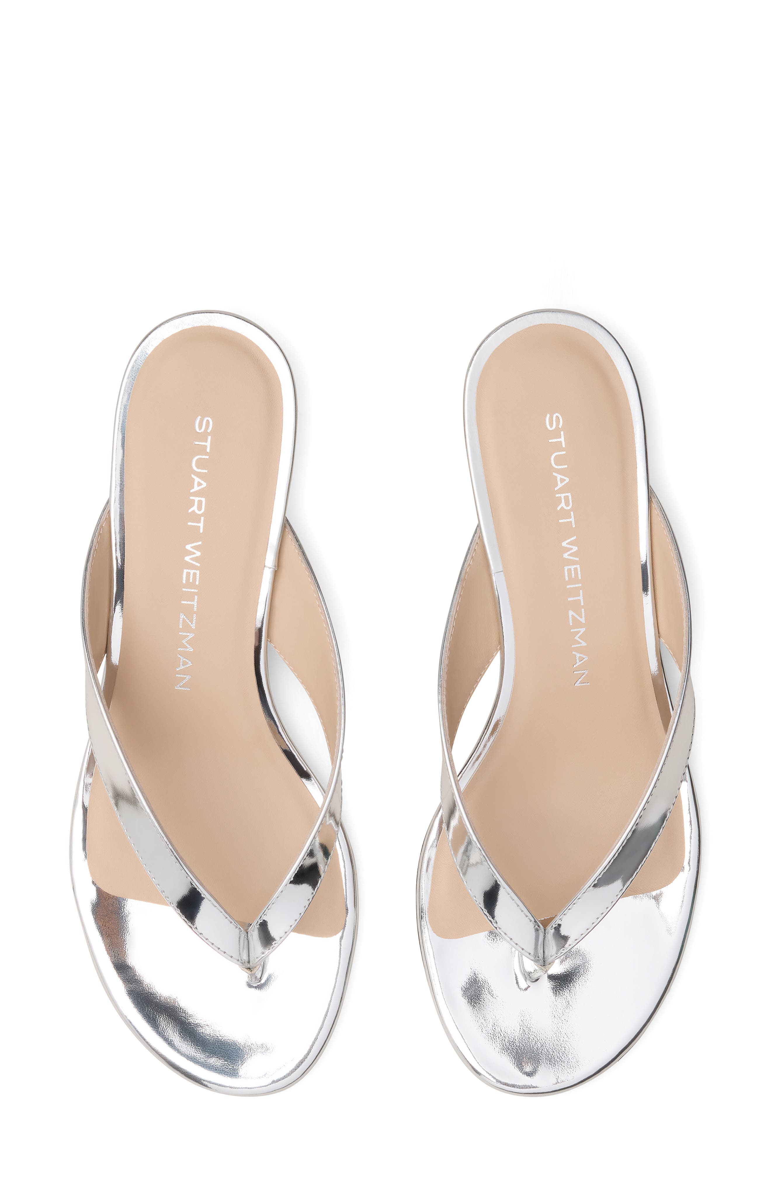 Stuart Weitzman Rio Kitten Heel Sandal, Alternate, color, Silver