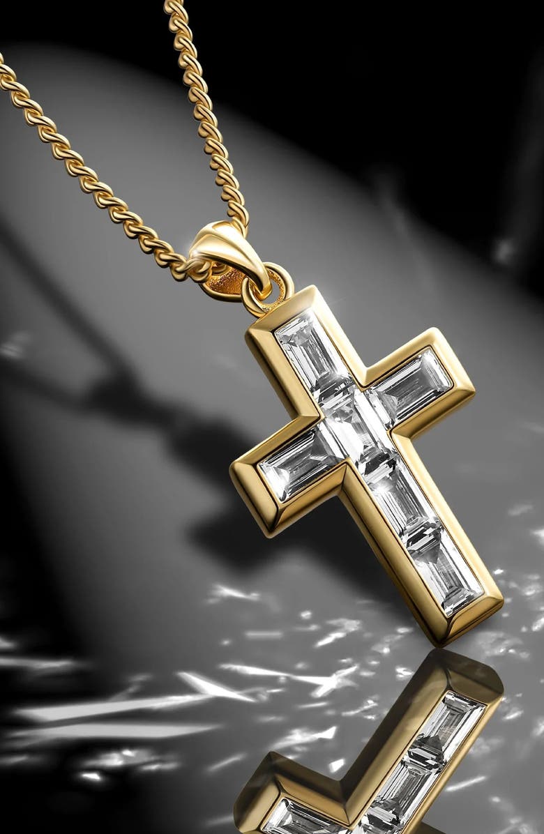 Vincero Cubic Zirconia Cross Pendant Necklace, Alternate, color, Gold
