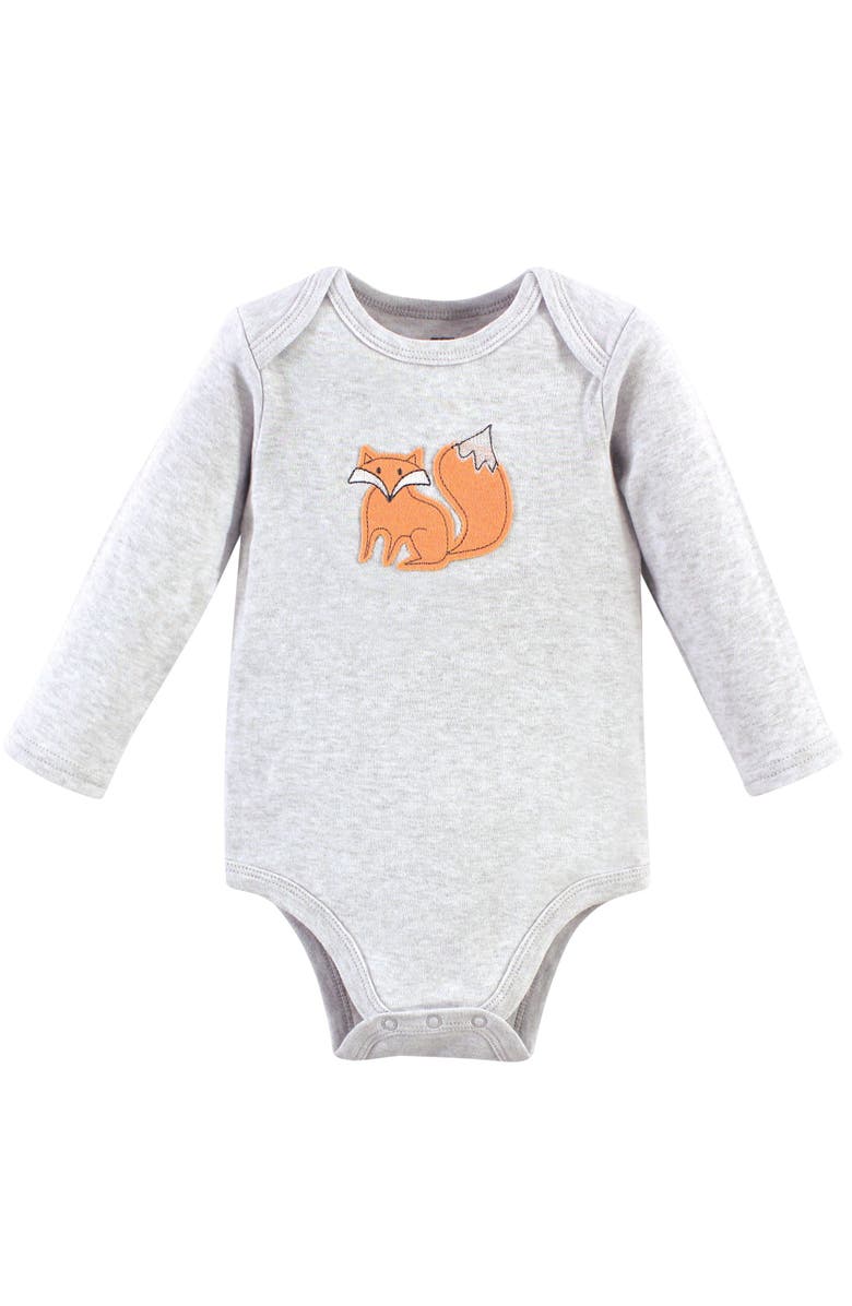 Hudson Baby Cotton Long-Sleeve Bodysuits 5-Pack, Alternate, color, Gray Forest