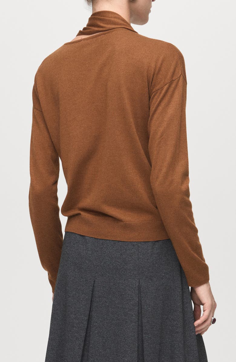 MANGO Scarf Sweater, Alternate, color, Medium Brown