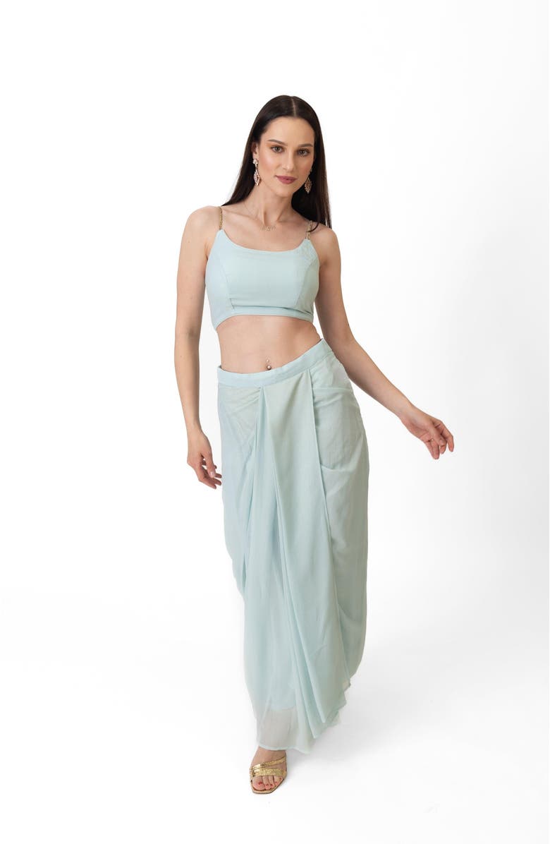 RAAS Kiya Shimmer Drape Skirt Set, Alternate, color, 