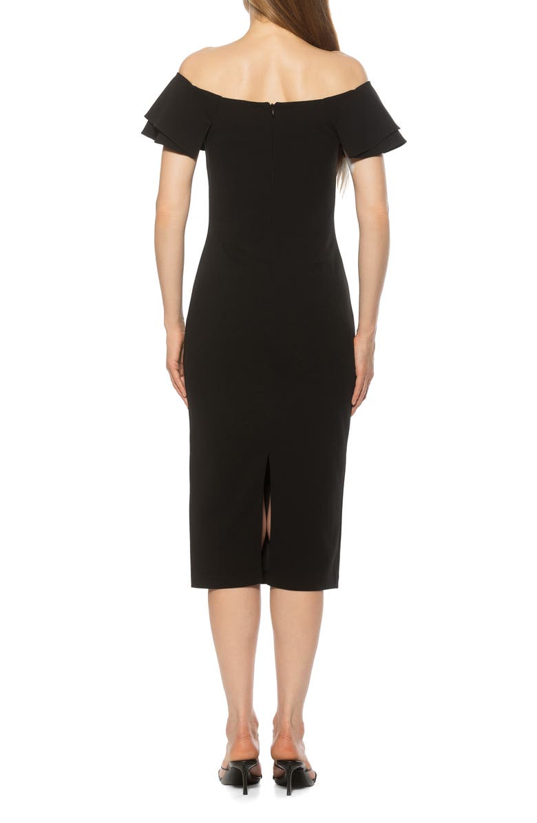 Alexia Admor Winston Off the Shoulder Body-Con Midi Dress, Alternate, color, Black