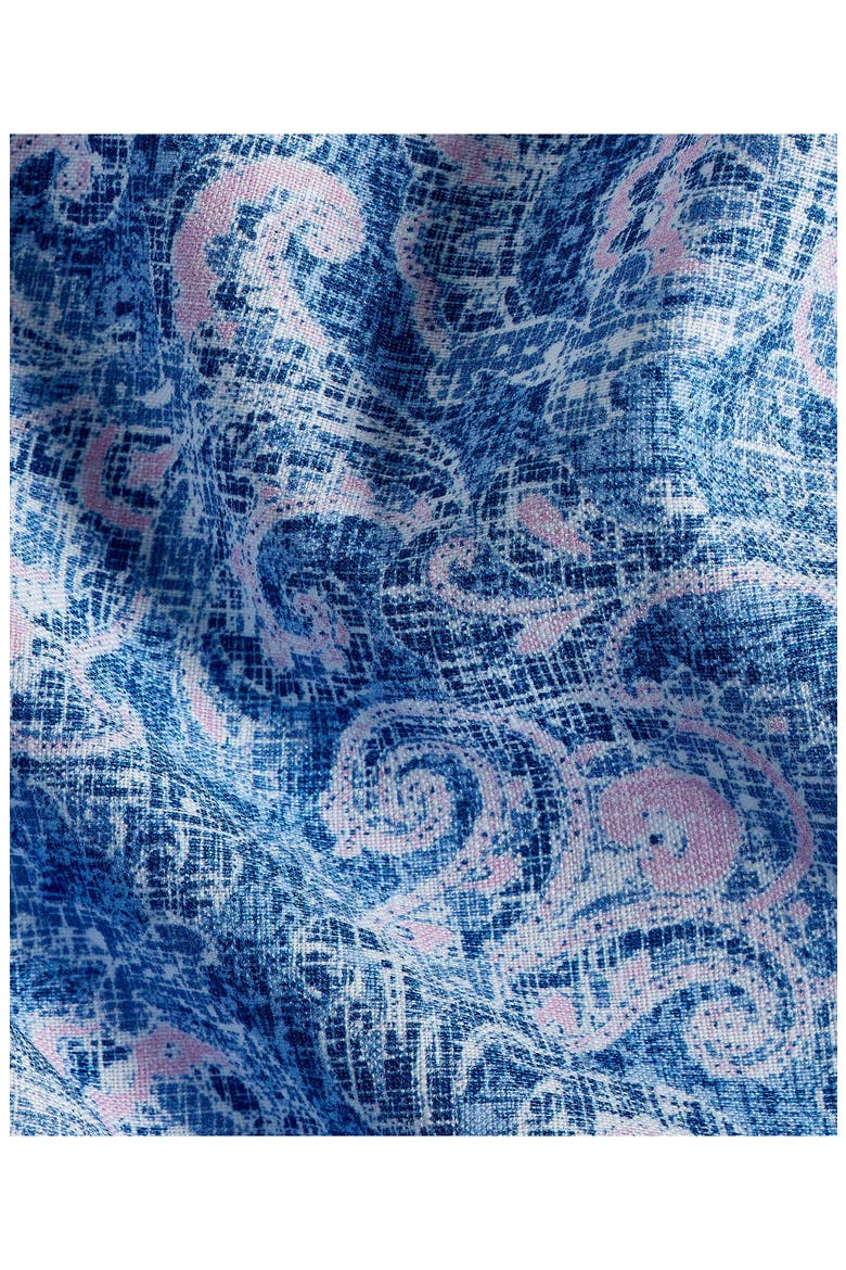 Paisley Long Sleeve Linen & Pima Cotton Button-Up Shirt, Alternate, color, NAVY/ PINK