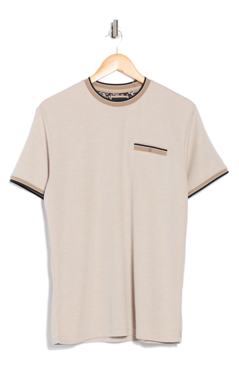 DENIM AND FLOWER Tipped Crewneck T-Shirt, Alternate, color, Khaki