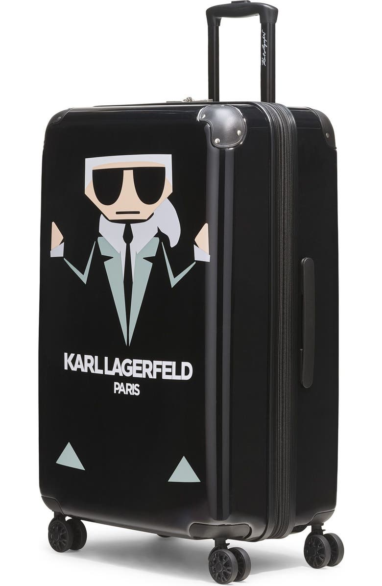 KARL LAGERFELD Karl in A Box Upright Suitcase, Alternate, color, Black