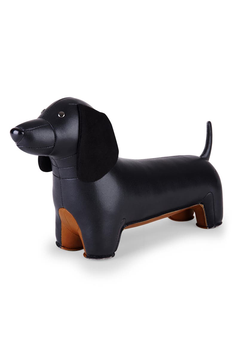 Zuny Teckel Dachshund Faux Leather Bookend, Main, color, Black