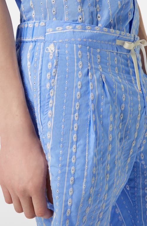 Scotch & Soda Embroidered Eyelet Cotton Bermuda Shorts In Sky Blue