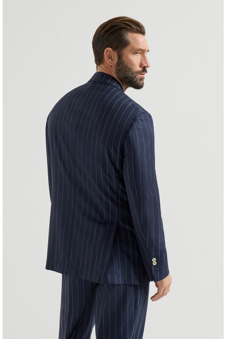 Wide chalk stripe blazer, Alternate, color, Blue