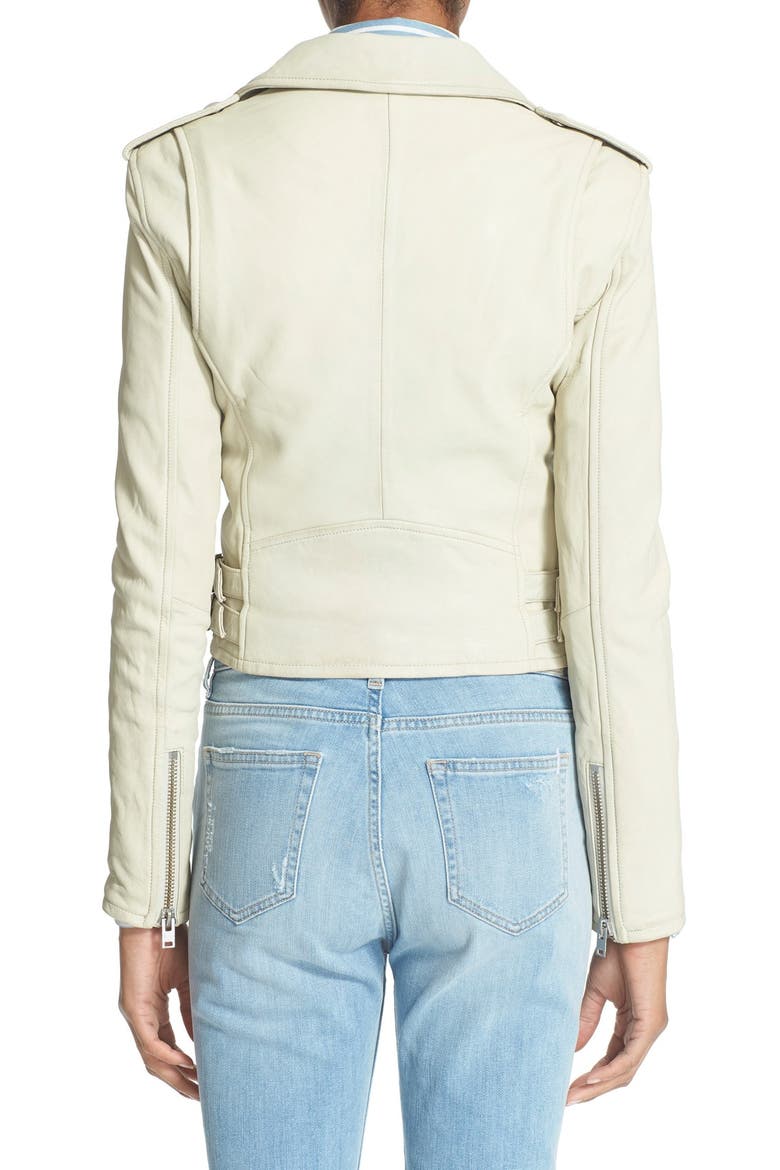 'Ashville' Lambskin Leather Moto Jacket, Alternate, color, CHALK