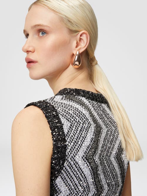 Shop Missoni Vest With Macro Zig Zag And Sequins In Black & Grey