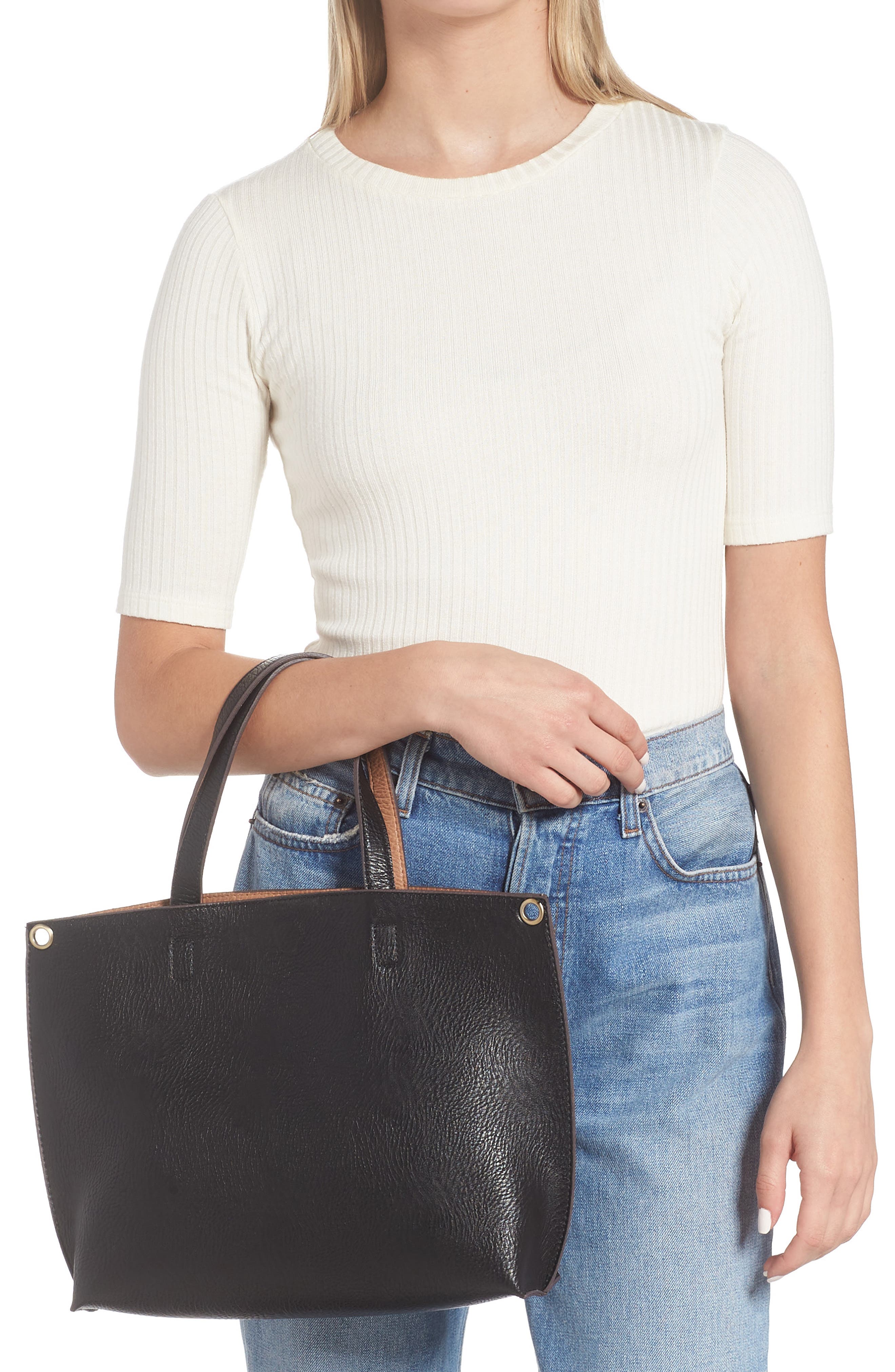 Street Level Mini Reversible Faux Leather Tote & Wristlet, Alternate, color, 