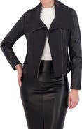 Ookie & Lala Faux Leather Mixed Media Moto Jacket
