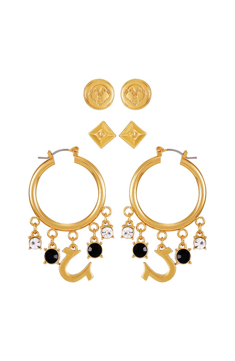 True Religion Trio Earring Set, Main, color, Goldtone